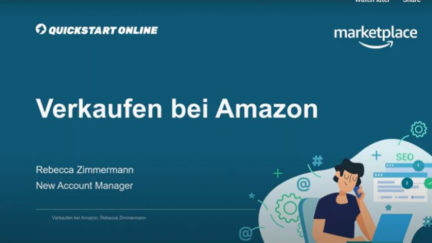 Dieser Onlinekurs zeigt die Möglichkeiten des Verkaufs auf dem Online Marktplatz Amazon. Trainer ist Rebecca Zimmermann, Amazon.